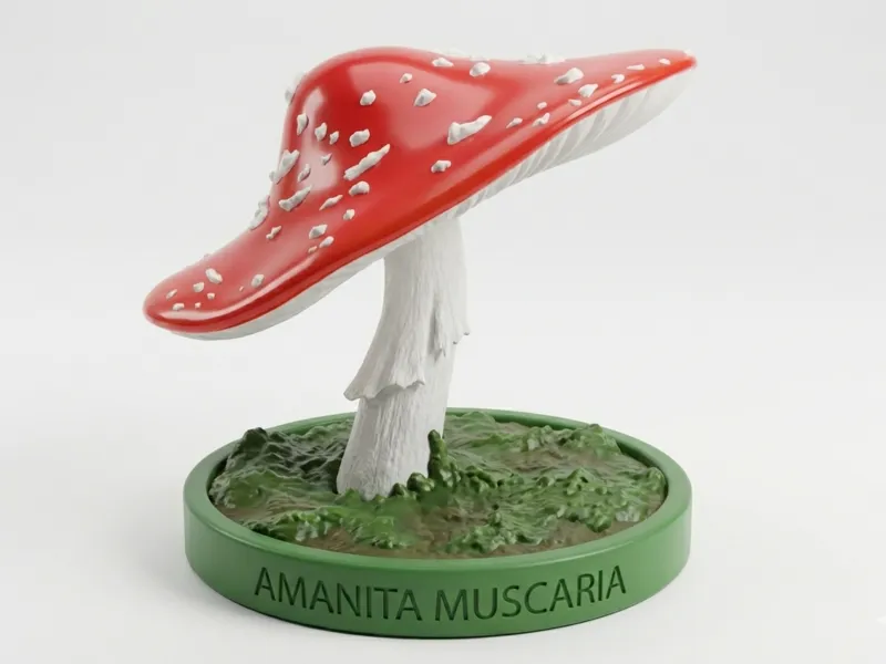 Figurine Amanita Muscaria et son socle