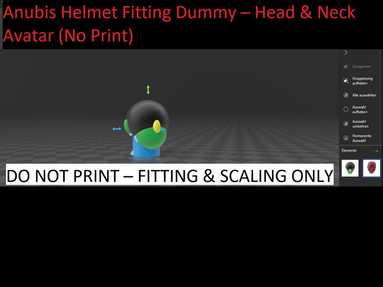 Helmet Fitting Avatar–Head Sizing Tool (No Print)