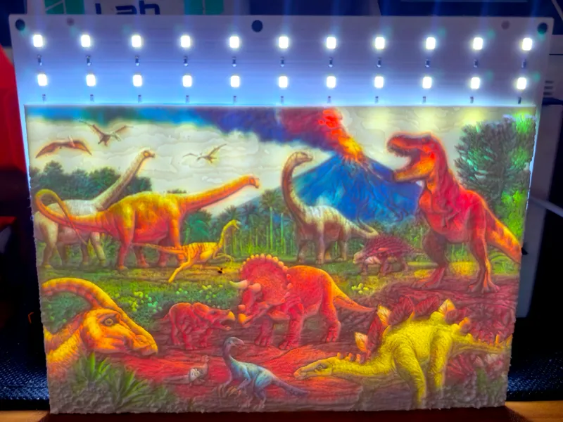 CMYK Lithophane Dinosaur Scene