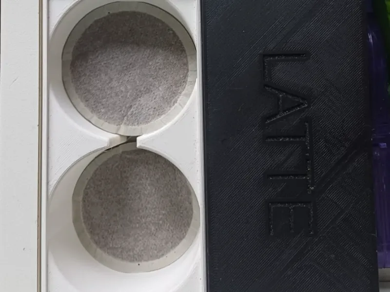 Senseo pod holder box with different text on lids