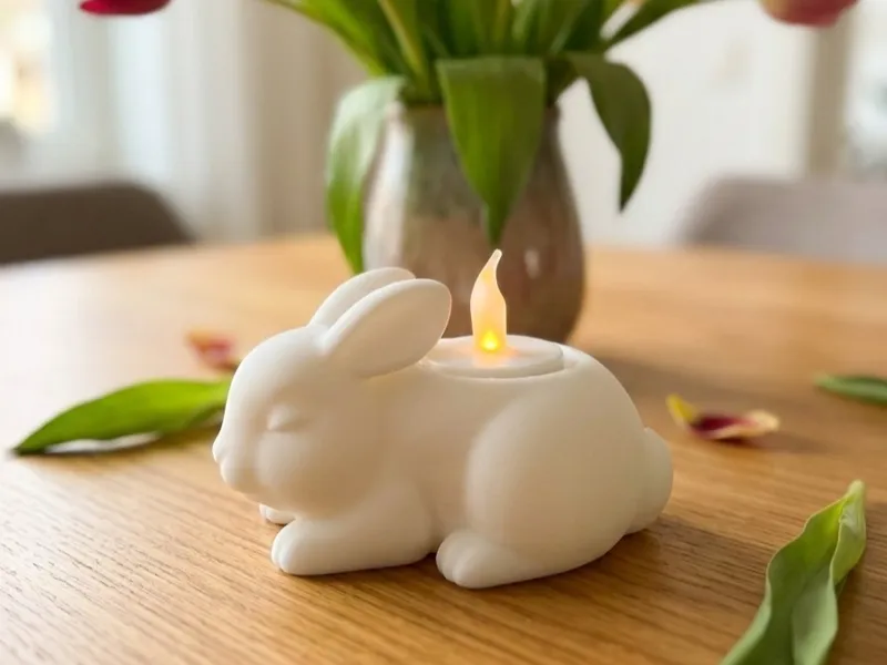 Minimalist Bunny LED Tealight Holder Easter Decor