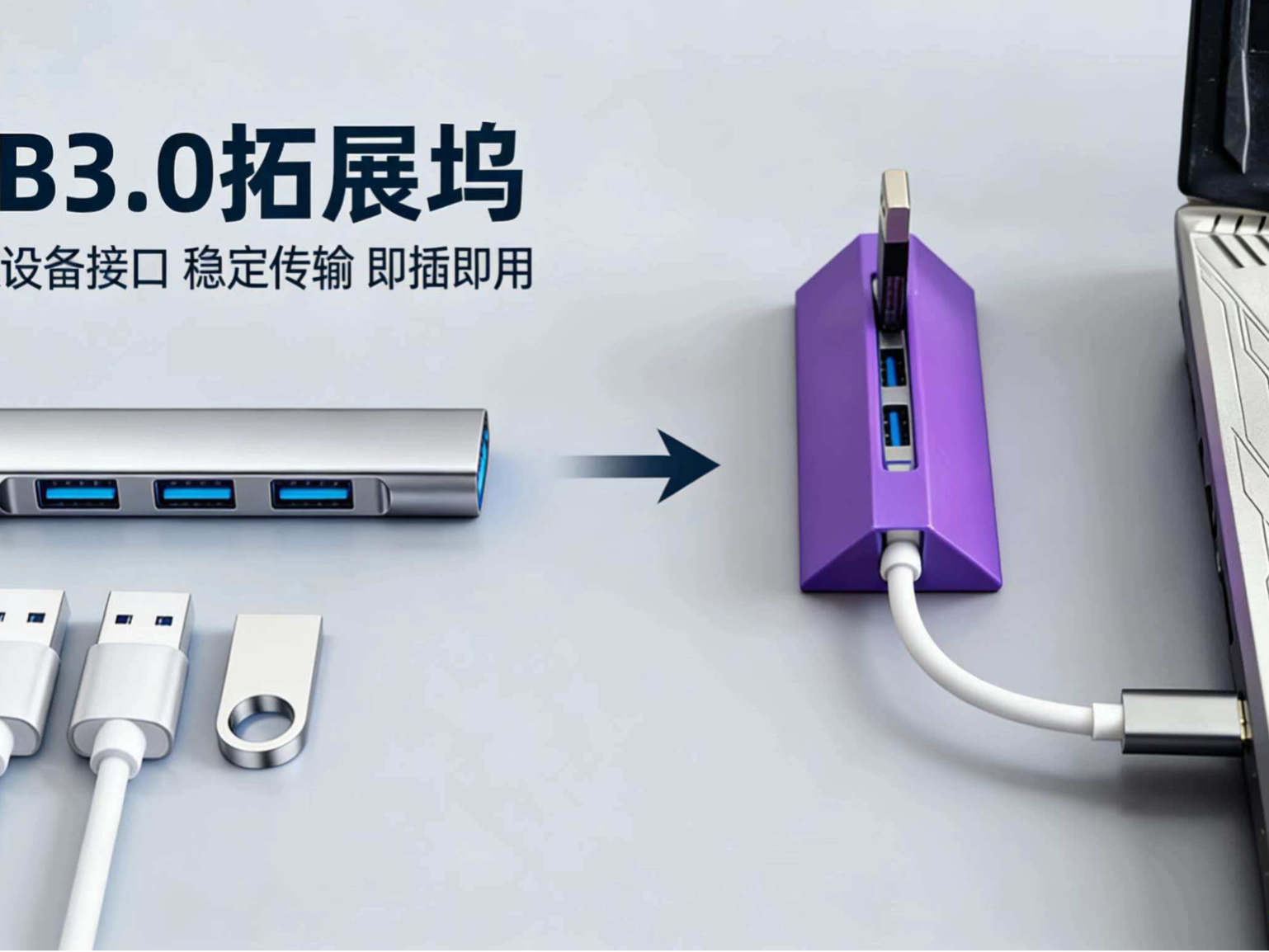迷你拓展坞支架，方便拔插USB设备