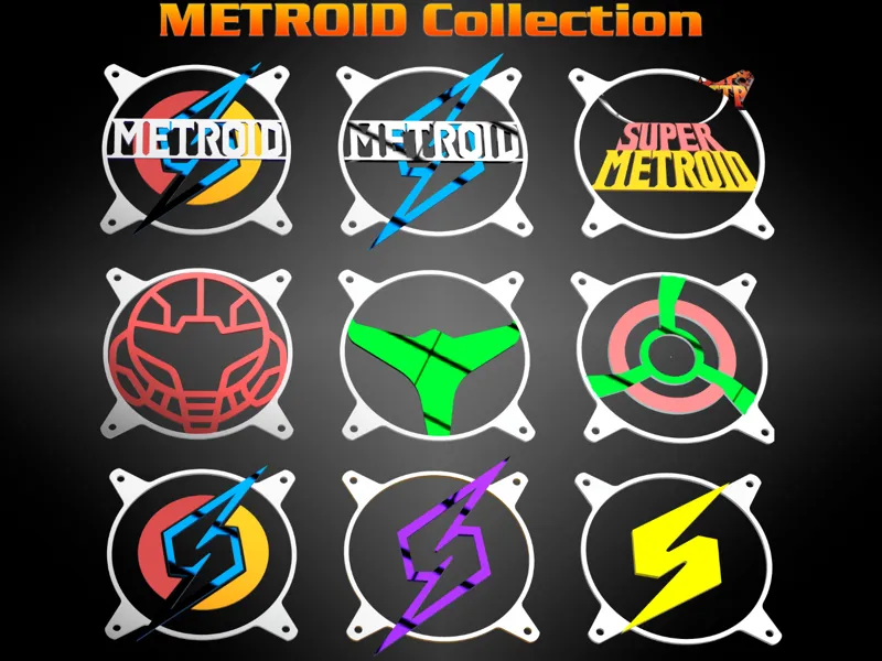 Metroid Collection - Custom 120mm Fan Grill Face