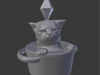 The Sims Meme Cat in the pot