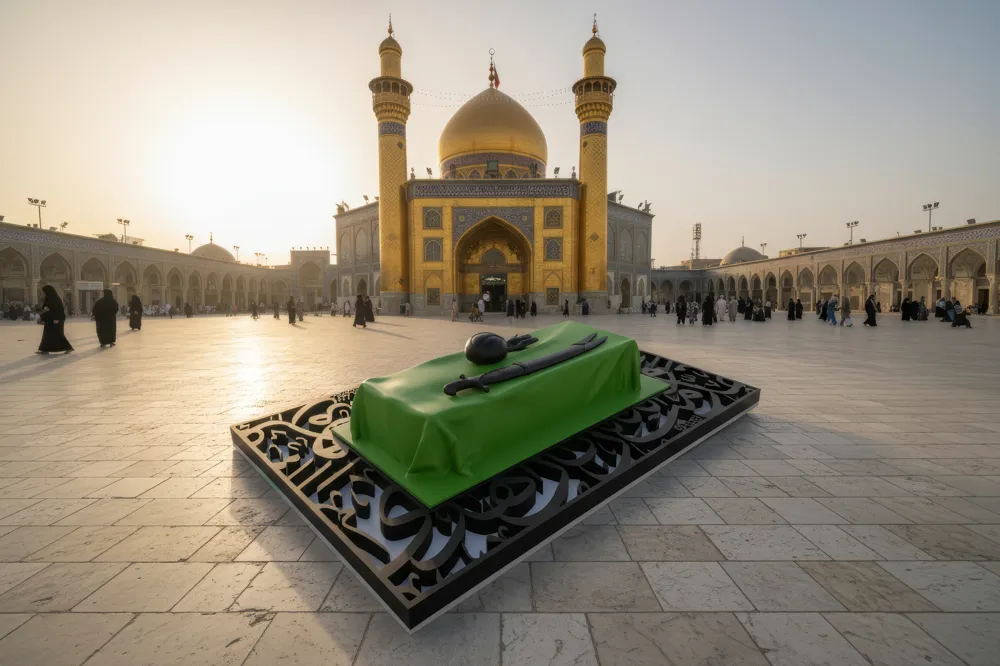 Symbolic coffin in memory of the martyrdom of Imam Ali (peace be upon ...