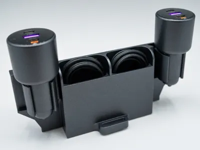 Holder for 2 pcs USB auto chargers (inc. cables)