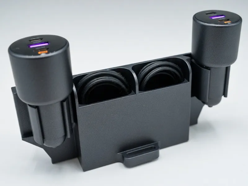 Holder for 2 pcs USB auto chargers (inc. cables)