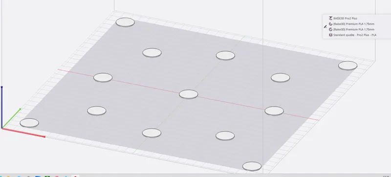 Piges de tests Raise3D pro2 Plus