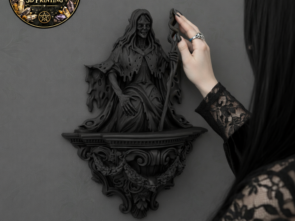 Gothic Death Goddess Altar - Spectral Witch Wall 