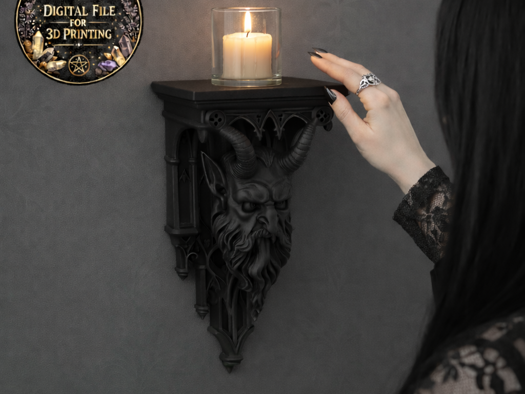 Gothic Horned Deity Shelf Cathedral Demon Wall 