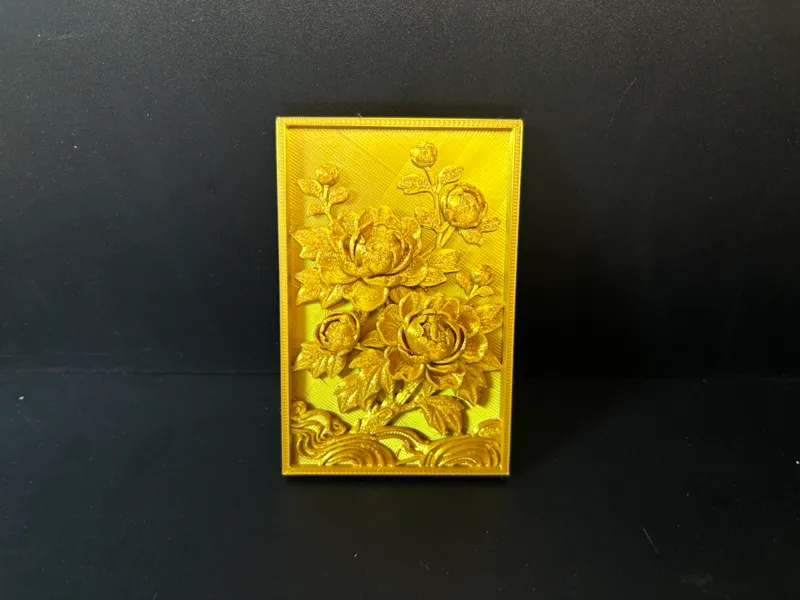 花开富贵 · 金雕浮雕立体画