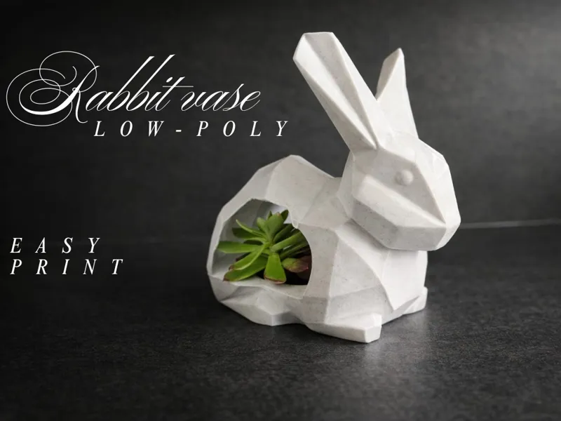Low-poly rabbit vase