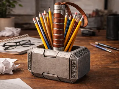Thor's hammer pencil holder