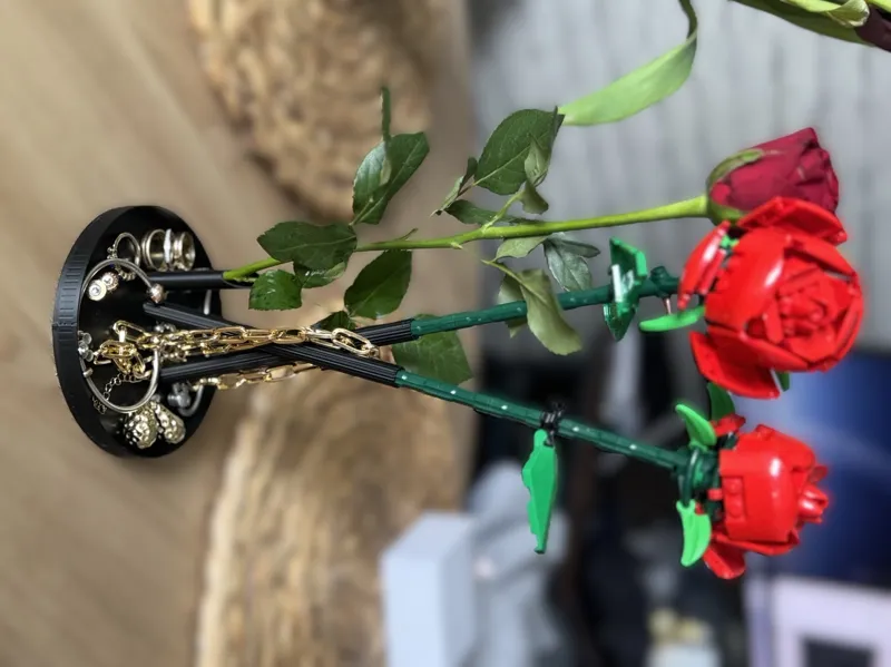 Brick Rose Stand with Jewelry Catch-All Tray