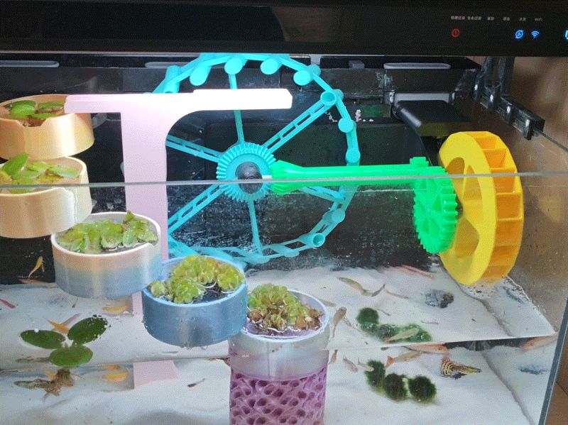 3D打印鱼缸水车摆件