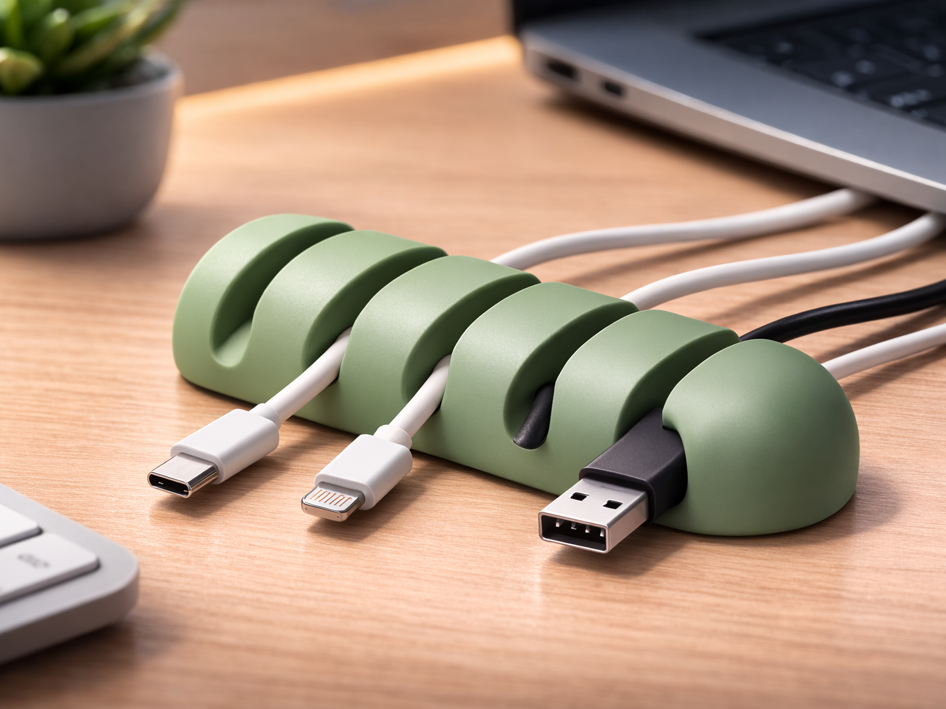 Minimal Desk Cable Organizer – 5 Slots