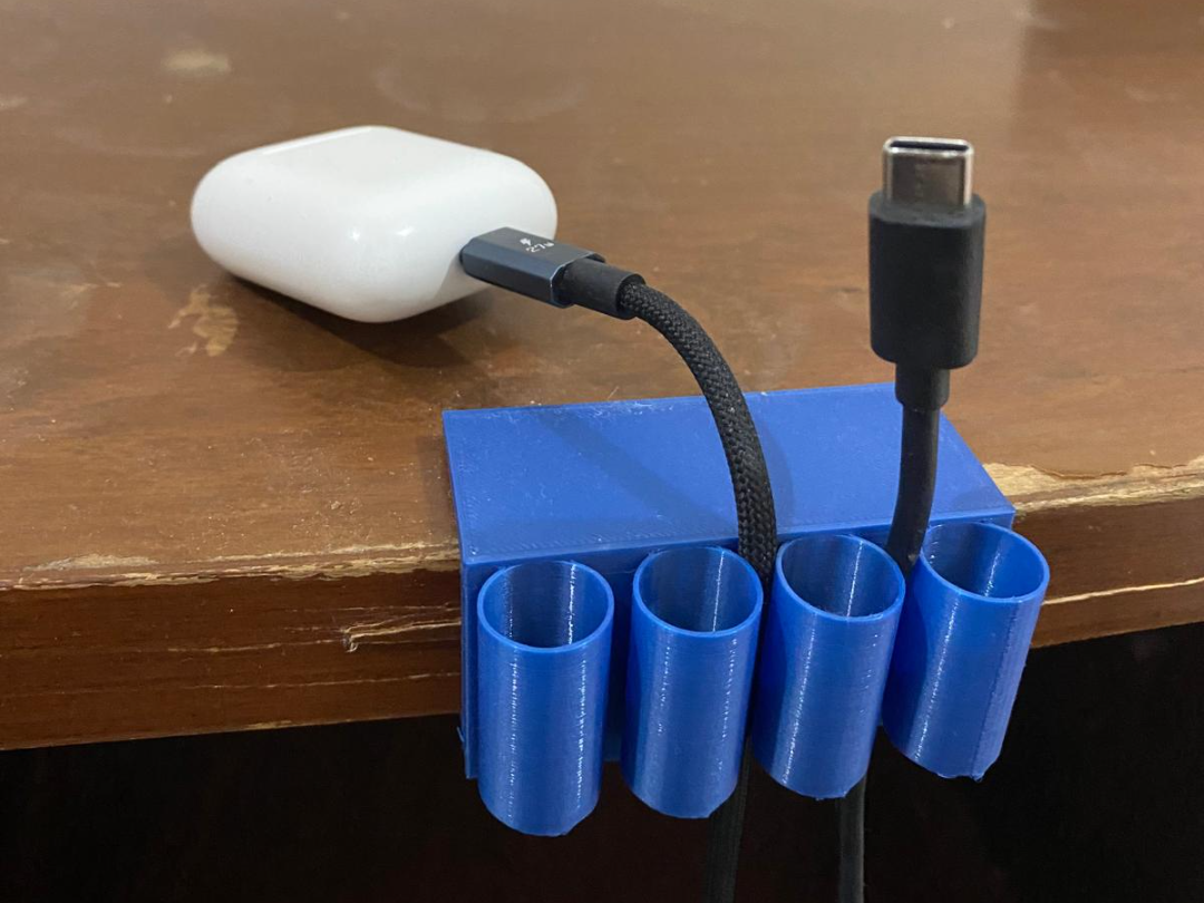 Edge-Mount Cable Holder for Desk & Nightstand 