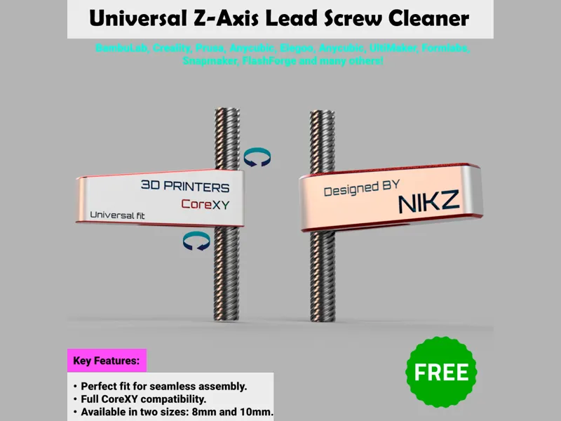 Universal Z-Axis Lead Screw Cleaner (8mm/10mm)