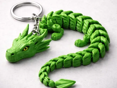 Articulated dragon keychain