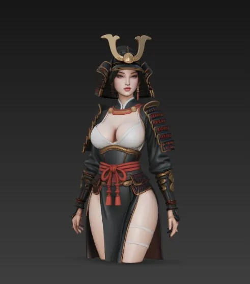 bust of a sexy samurai woman with big breasts - Free 3D Print Model ...