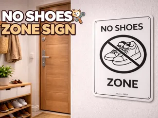 No Shoes Zone Sign Minimal Home Gym Yoga Decor