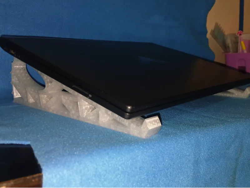 geometric tech laptop stand with triangle design