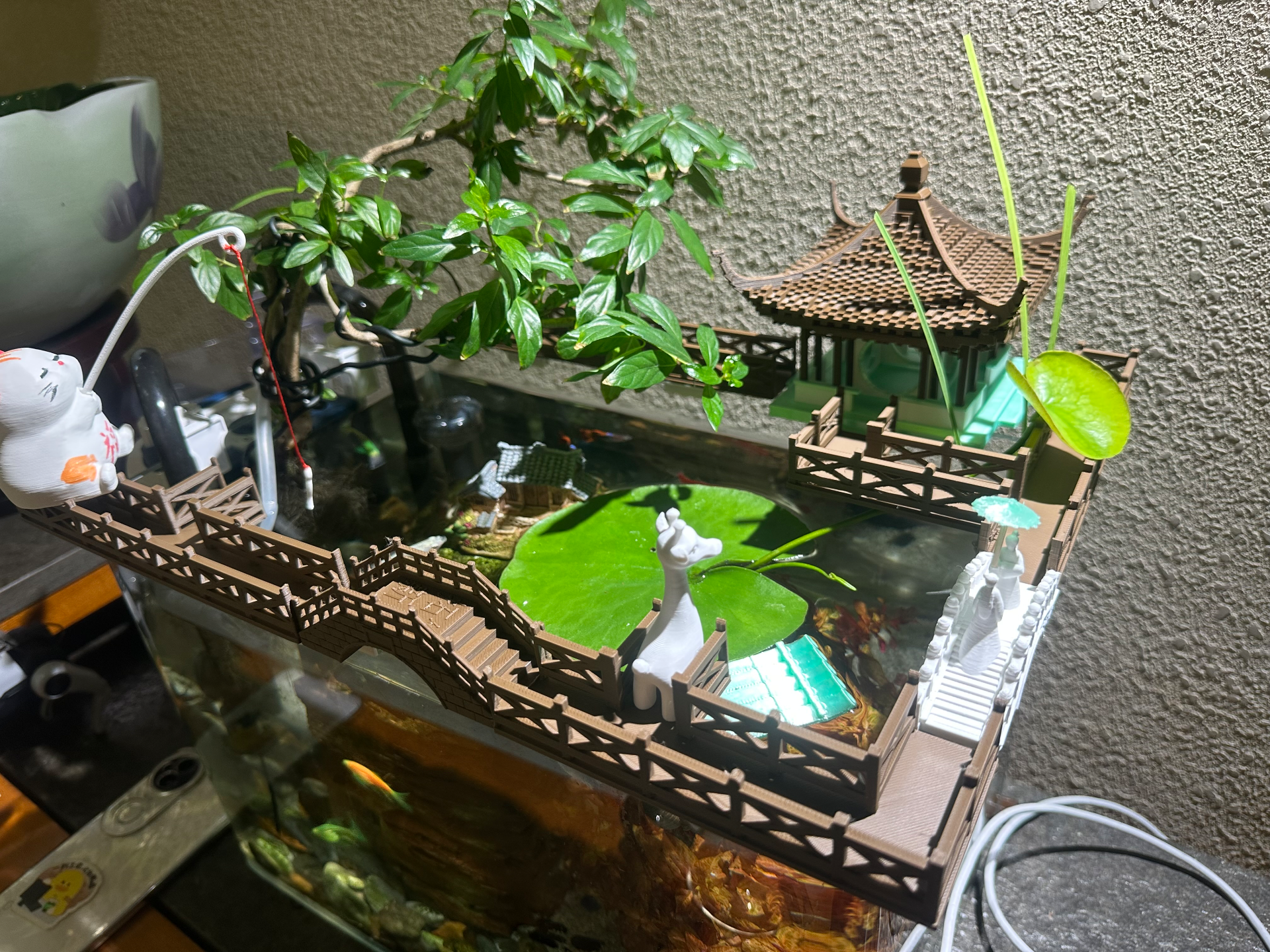 微景观栈道鱼缸造景
