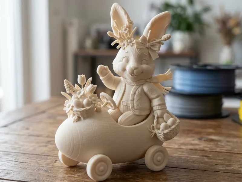 Easter Bunny in Egg Car