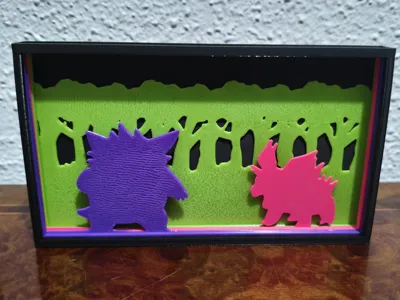 Shadowbox Pokemon Gengar and Nidorino