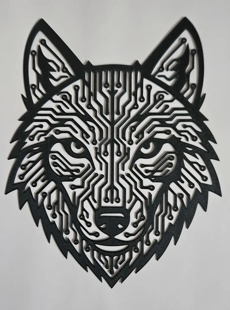 Cyber Wolf Wall Art – Geometric Circuit Board