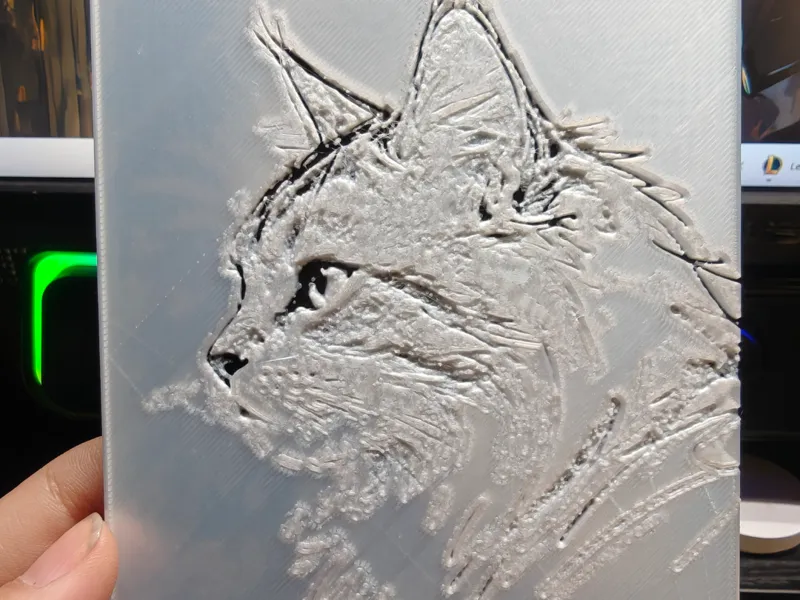 猫猫简笔侧颜浮雕