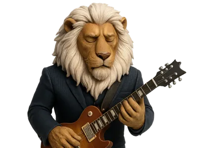 Lion playing guitar