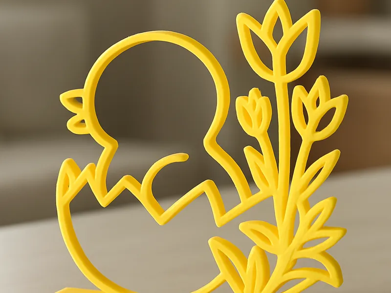 Chick hatching from Easter egg flat graphic