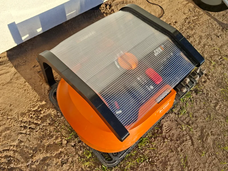 Worx Landroid lawn mover garage with bumpers