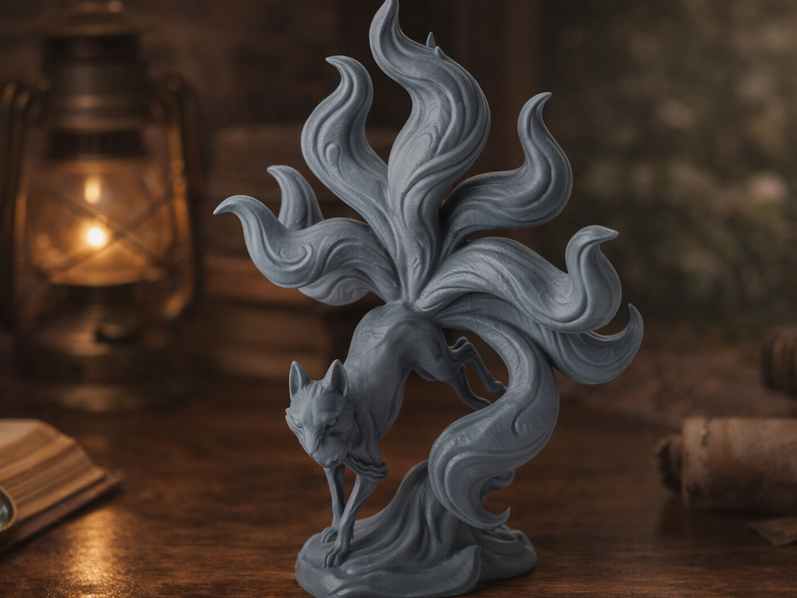 Kitsune Fox Sculpture - Mythical Fantasy Decor