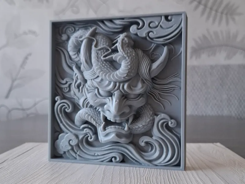 Faceted Oni - Relief Sculpture