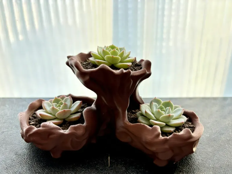 仿树桩层叠多肉种植器皿