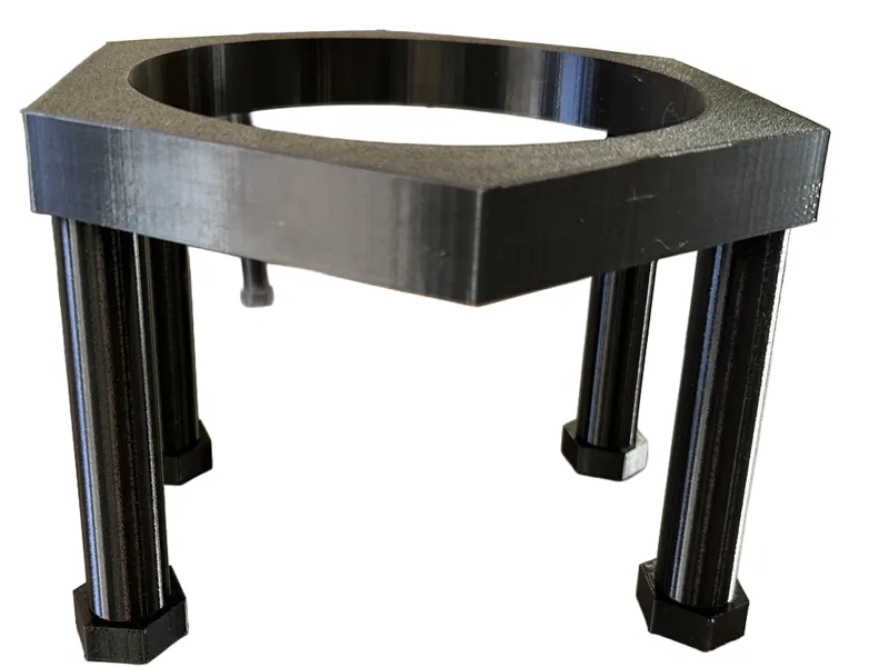 A raised platform for a dog's food or water bowl.