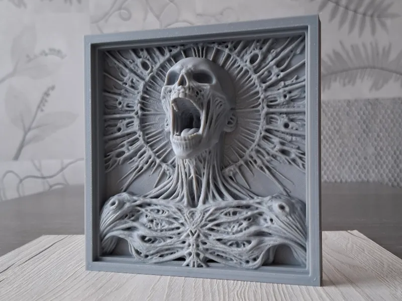 Screaming Skull - Relief Sculpture