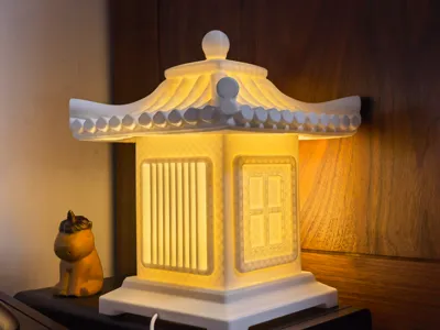 Chinese-style Four-Corner Pavilion Night Light | 3D Printed Ancient-Style Mood Lamp
