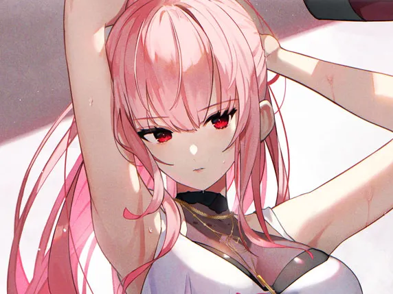 粉毛妹子单色浮雕画