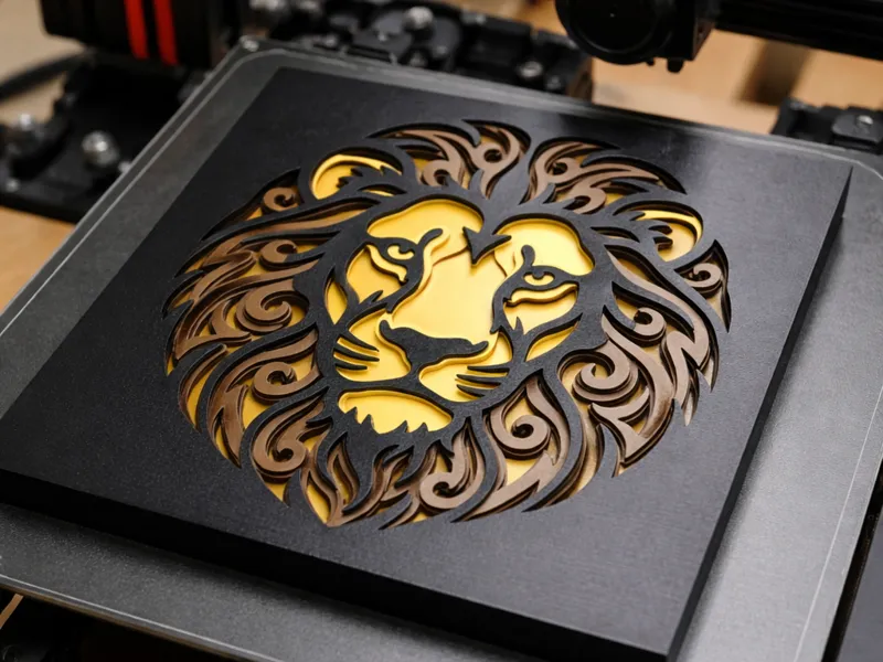 Layered Lion Face Tri-Color Wall Art 
