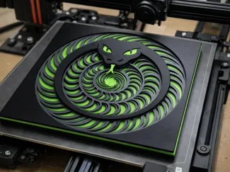 Layered Spiral Snake Tri-Color Wall Art