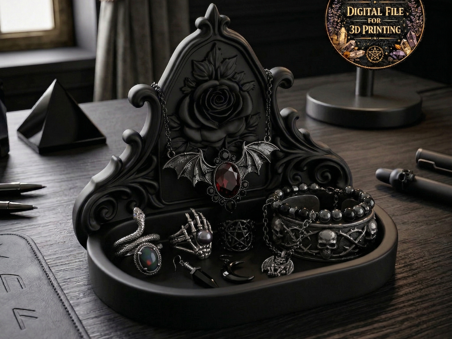 Gothic Rose Jewelry Organizer & Catchall Tray 