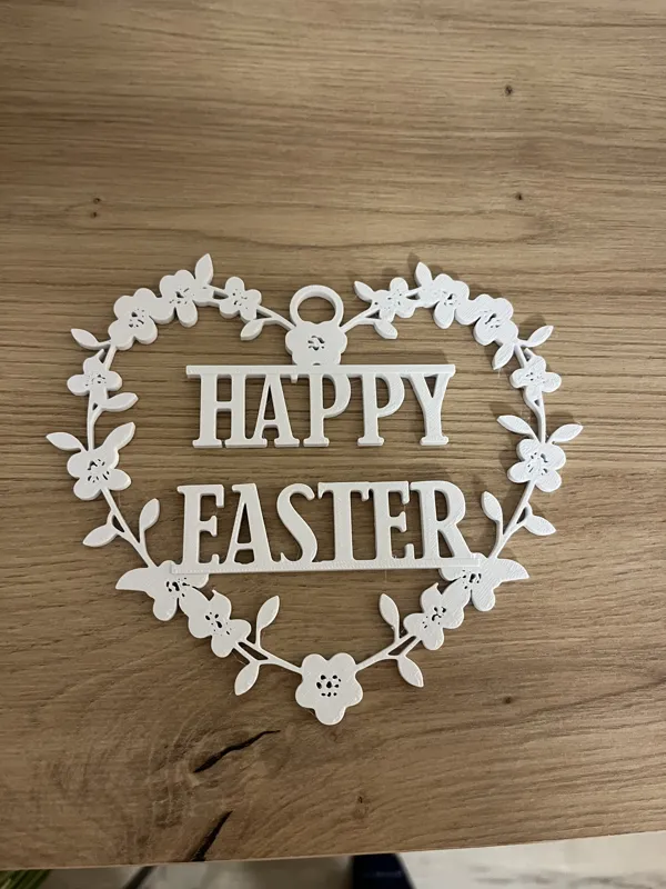 Happy Easter Floral Heart Wreath