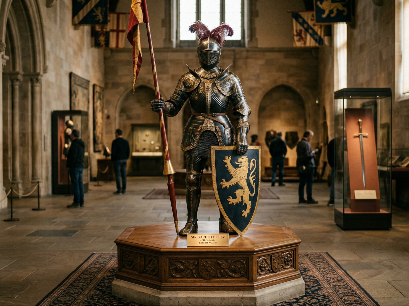 High-Detail Knight Statue with Pedestal