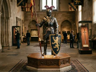 High-Detail Knight Statue with Pedestal