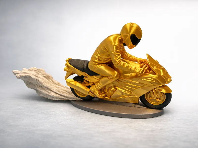 Biker Accelerating in a Dust Burst (multicolor)