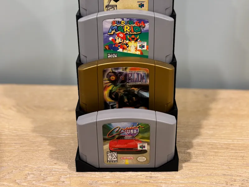 N64 Cartridge Display with Great Label Visibility 