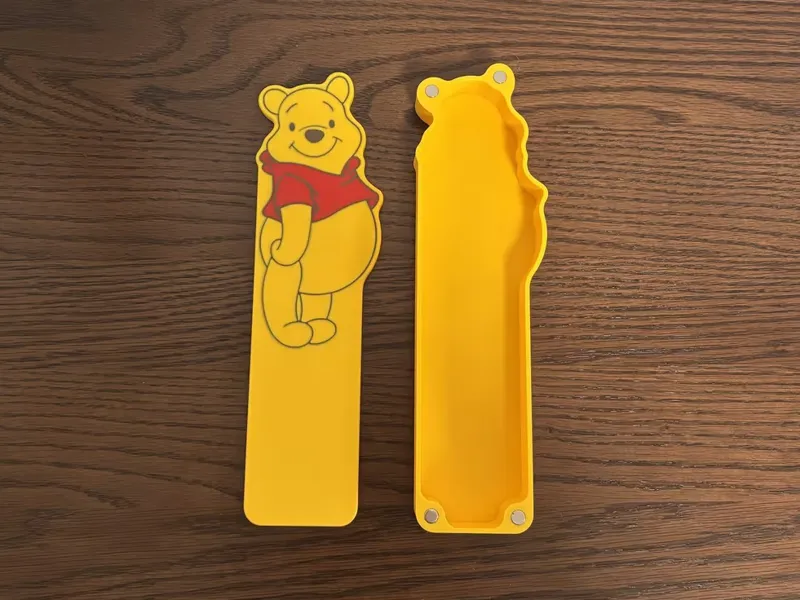 维尼熊Pooh Bear造型磁吸筷子、刀叉收纳盒，文具盒